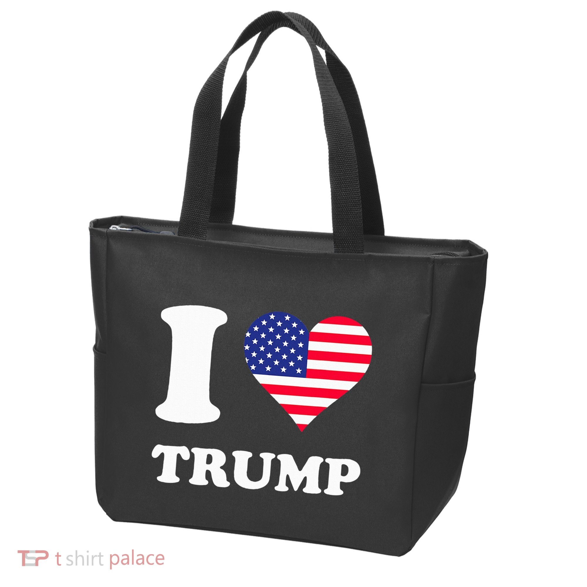 Usa Flags Heart I Love Trump Tote Bag