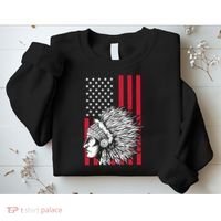 Us Flag Headdress Indians Pride Patriotic Native American Gift Sweatshirt thumb 2