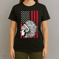 Us Flag Headdress Indians Pride Patriotic Native American Gift T-Shirt thumb 4