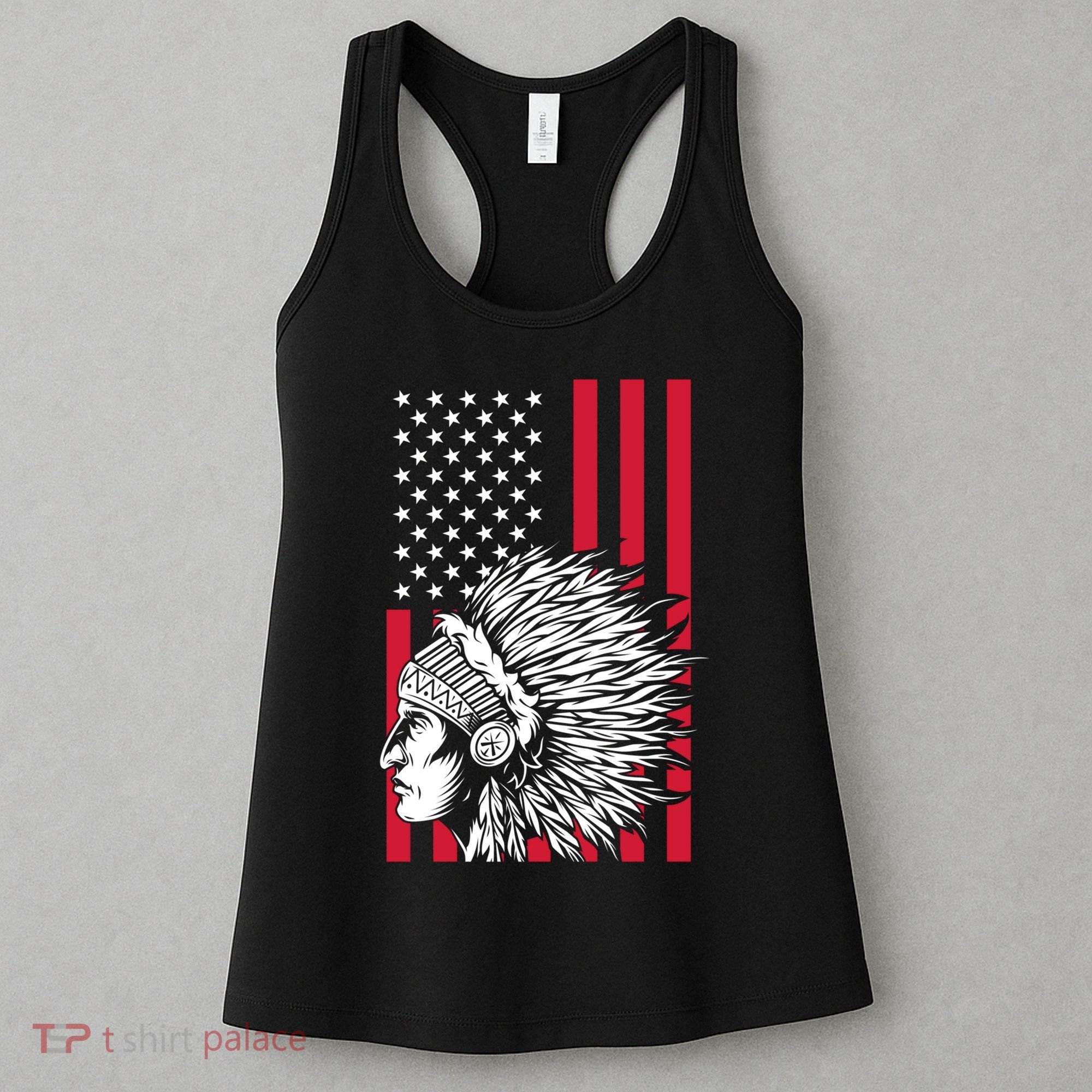Us Flag Headdress Indians Pride Patriotic Native American Gift Women's Tank Top