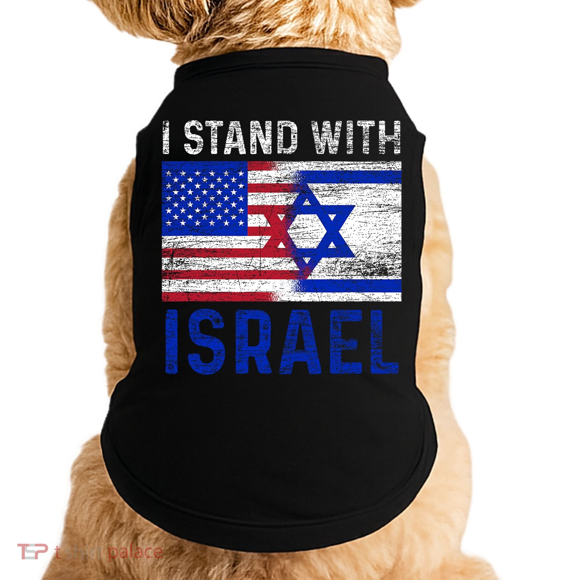 Us Flag I Stand With Israel Doggie Tank