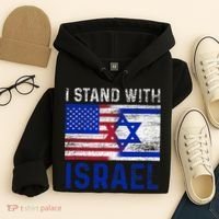 Us Flag I Stand With Israel Hoodie thumb 4