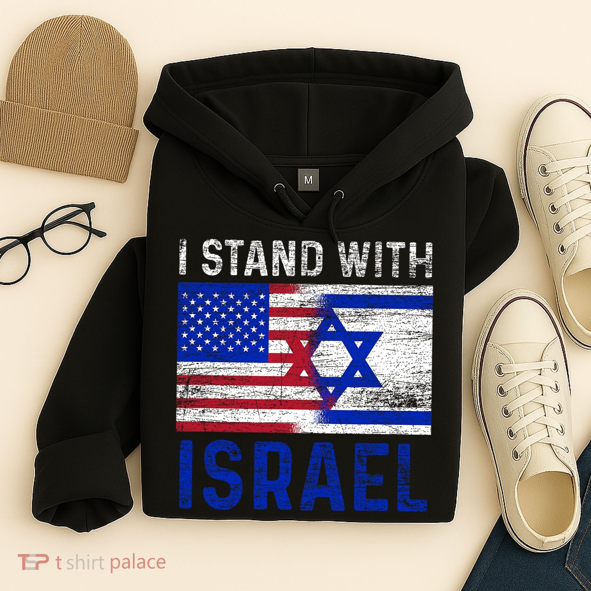 Us Flag I Stand With Israel Hoodie