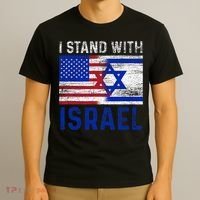Us Flag I Stand With Israel T-Shirt thumb 3