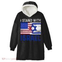 Us Flag I Stand With Israel Hooded Wearable Blanket thumb 0