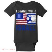 Us Flag I Stand With Israel Baby Bodysuit thumb 0