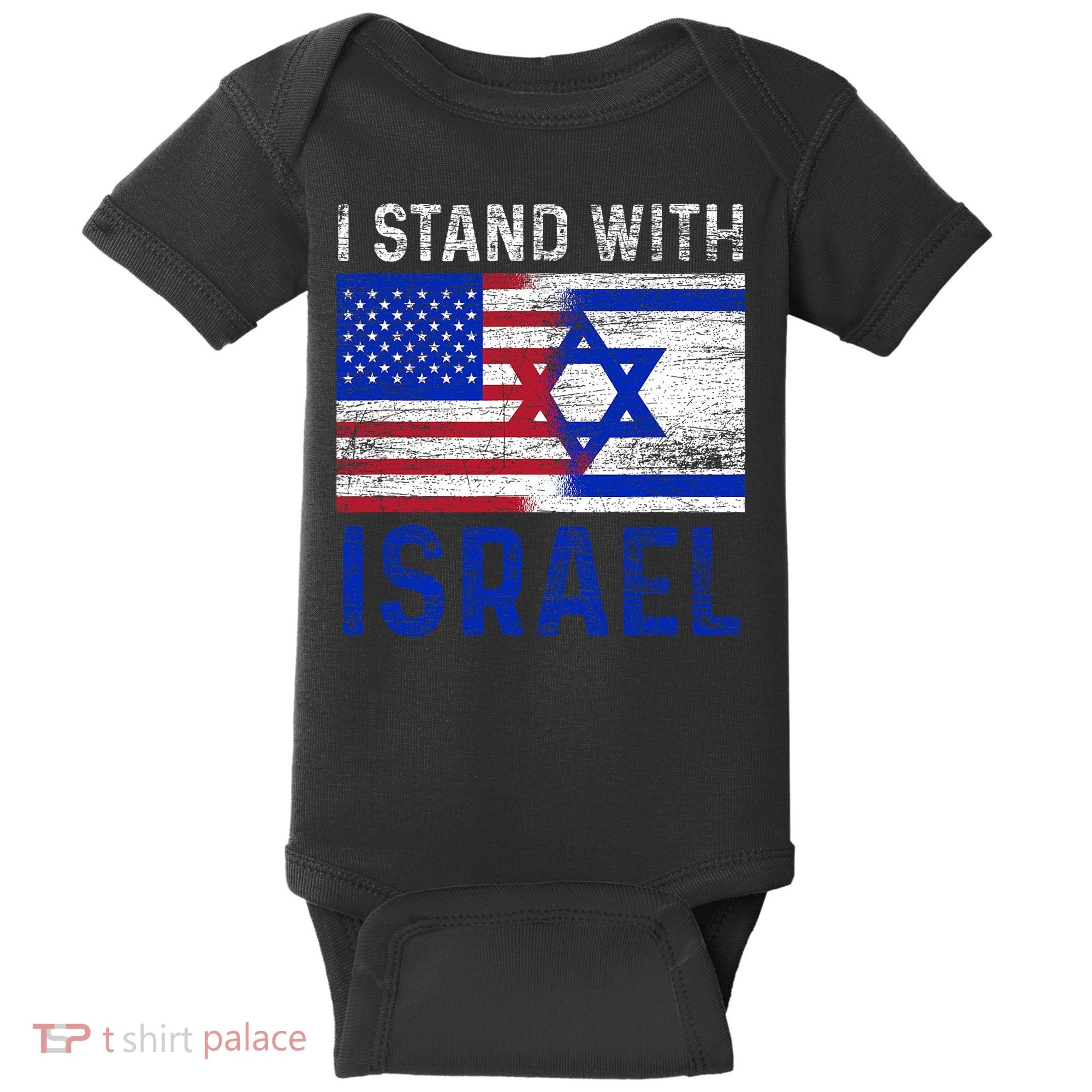 Us Flag I Stand With Israel Baby Bodysuit