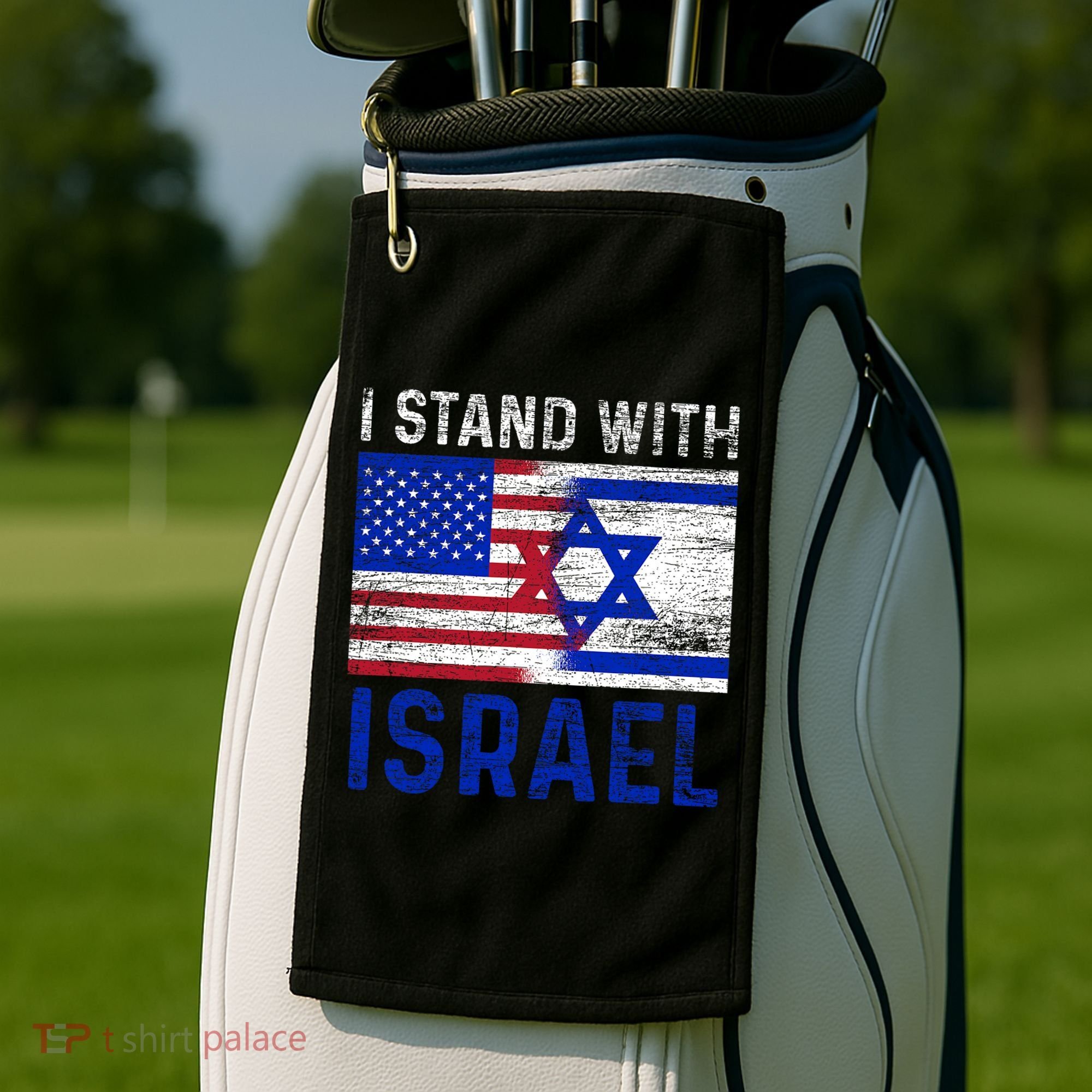 Us Flag I Stand With Israel Golf Towel