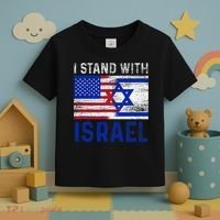 Us Flag I Stand With Israel Toddler T-Shirt thumb 3