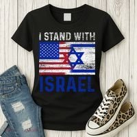 Us Flag I Stand With Israel Women's T-Shirt thumb 3