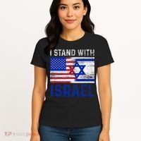 Us Flag I Stand With Israel Women's T-Shirt thumb 4