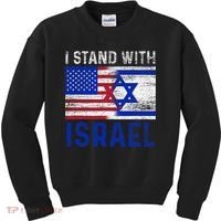 Us Flag I Stand With Israel Kids Sweatshirt thumb 0