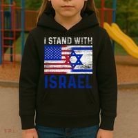 Us Flag I Stand With Israel Kids Hoodie thumb 3