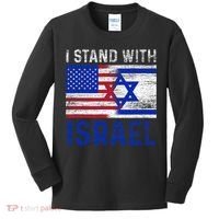 Us Flag I Stand With Israel Kids Long Sleeve Shirt thumb 0