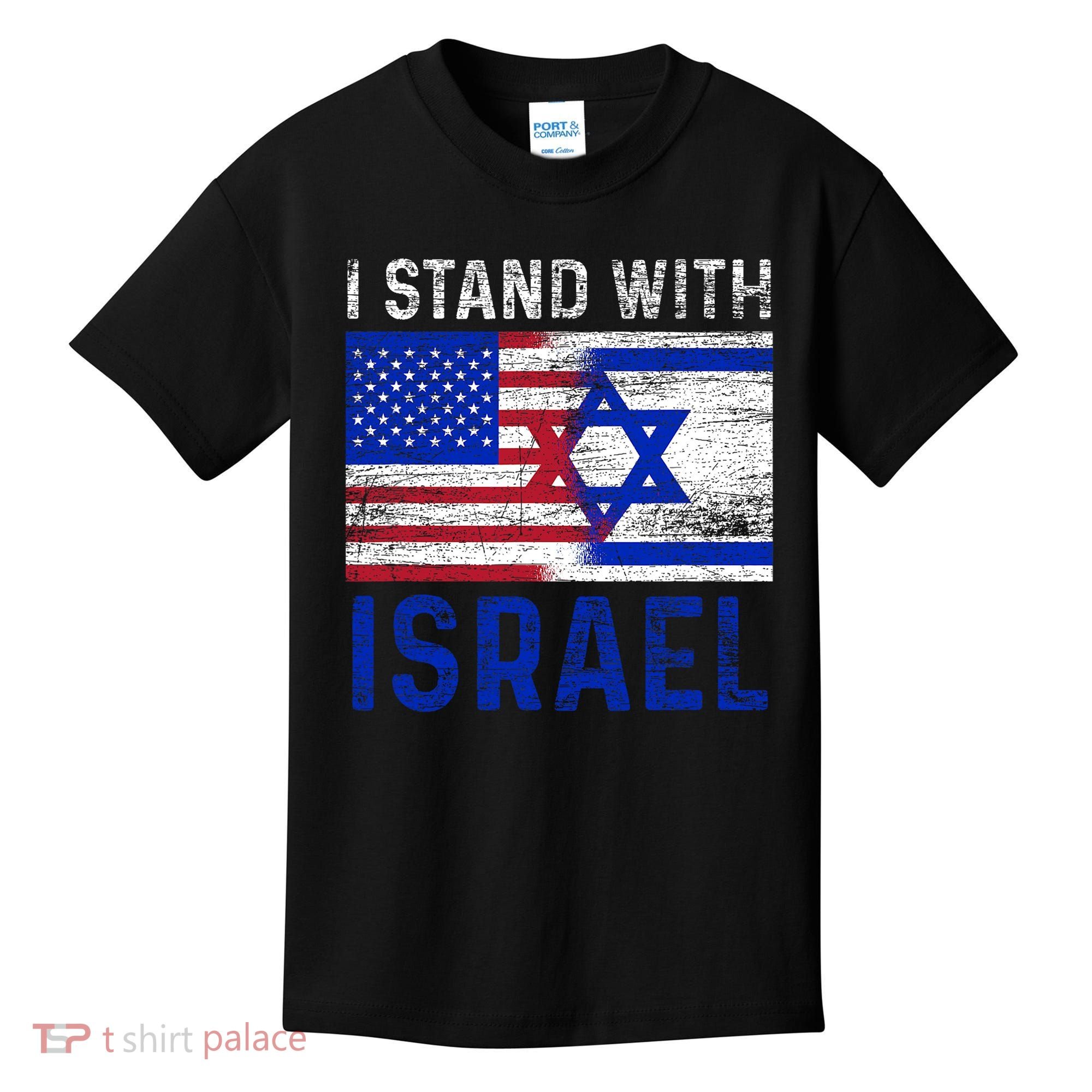 Us Flag I Stand With Israel Kids T-Shirt