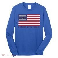 Us Flag Israeli Flag I Stand With Israel Gift Long Sleeve Shirt thumb 0