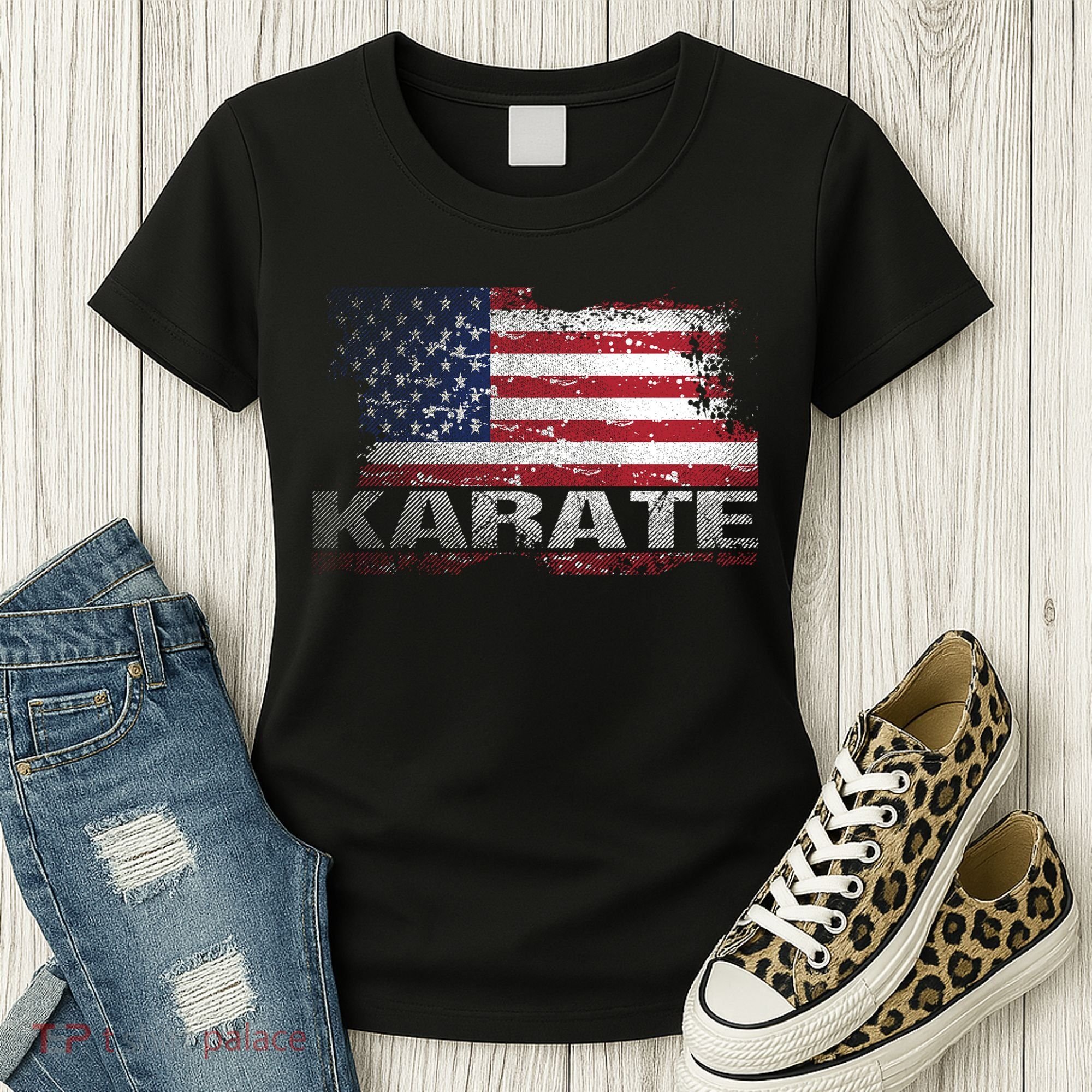Usa Flag Karate Arts Gift Women's T-Shirt