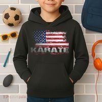 Usa Flag Karate Arts Gift Kids Hoodie thumb 2
