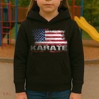 Usa Flag Karate Arts Gift Kids Hoodie thumb 3