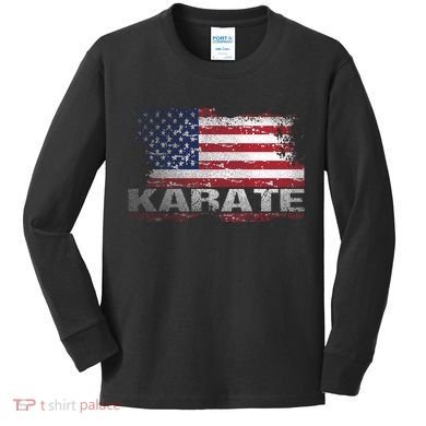 Usa Flag Karate Arts Gift Kids Long Sleeve Shirt