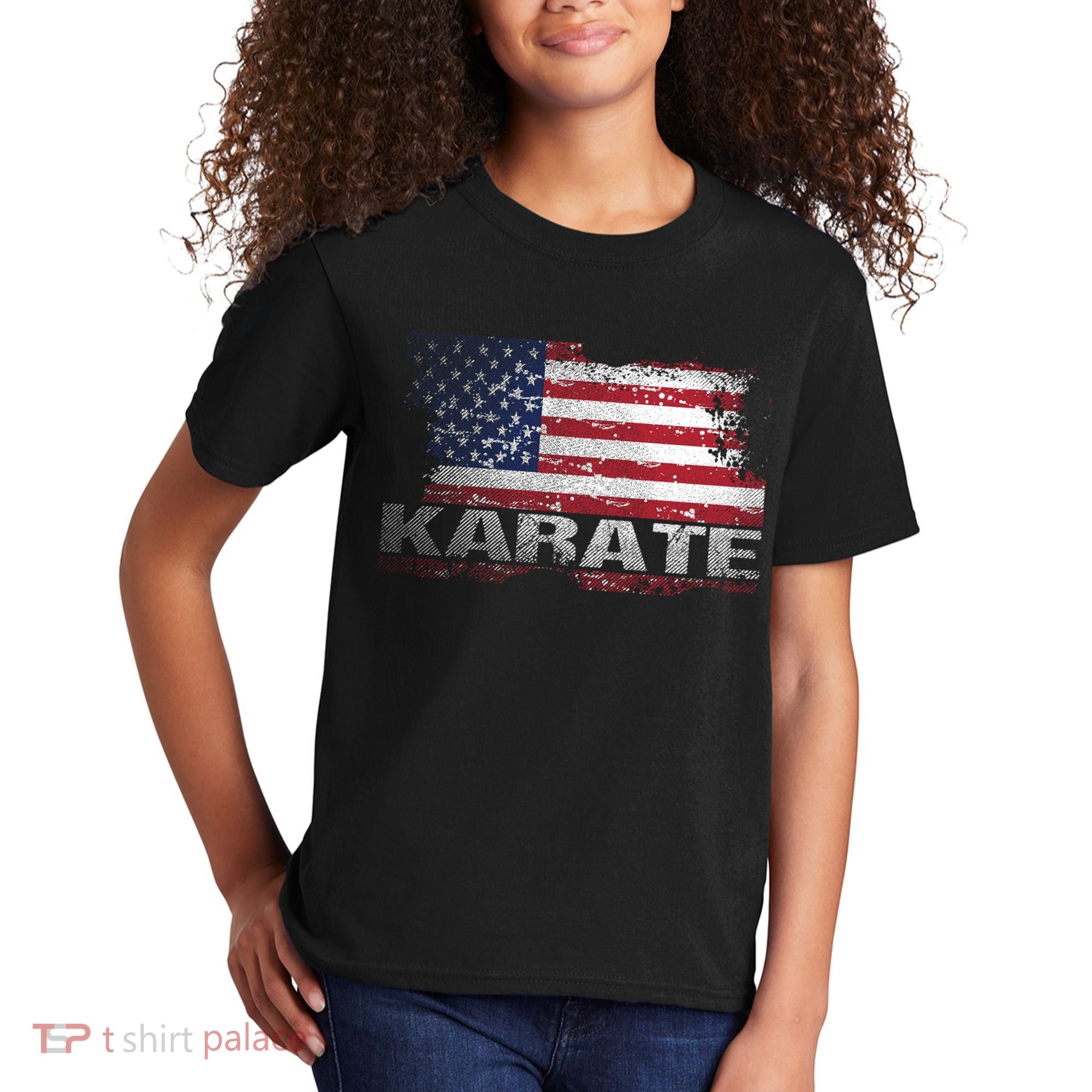 Usa Flag Karate Arts Gift Kids T-Shirt
