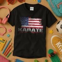 Usa Flag Karate Arts Gift Kids T-Shirt thumb 3