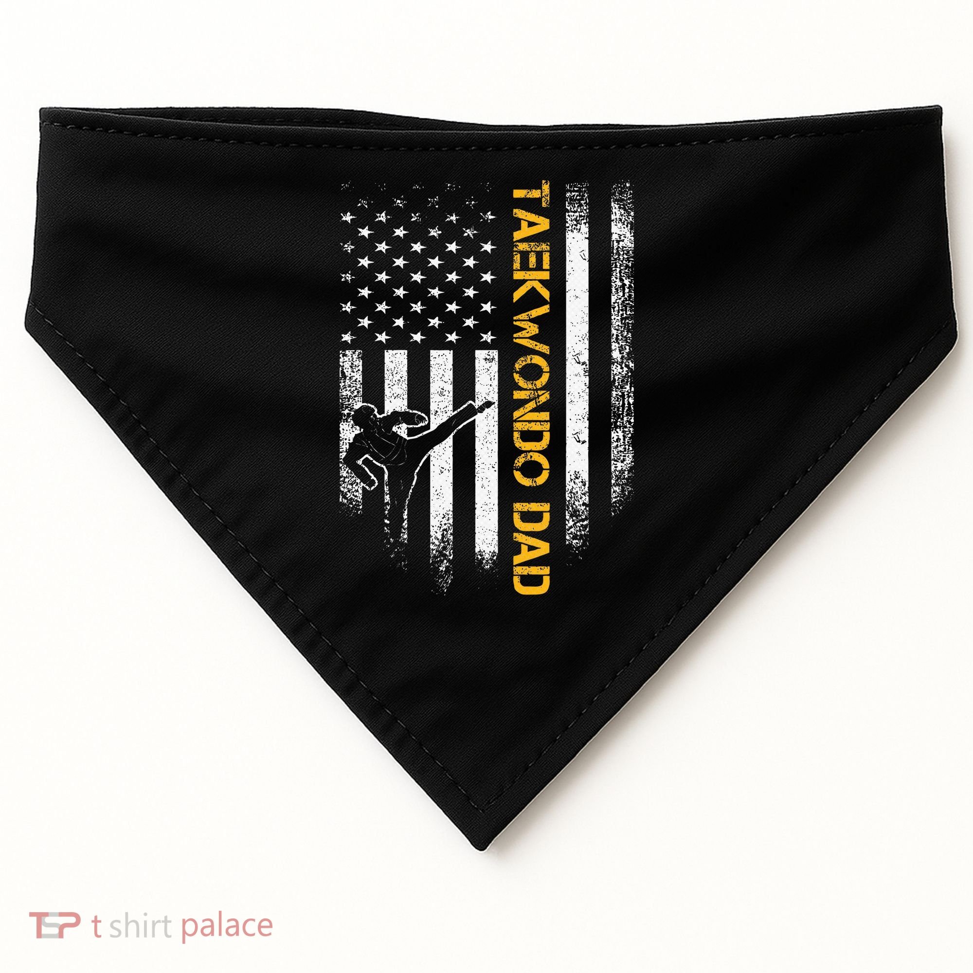 USA Flag Korea Taekwondo Training Dad USA-Made Doggie Bandana