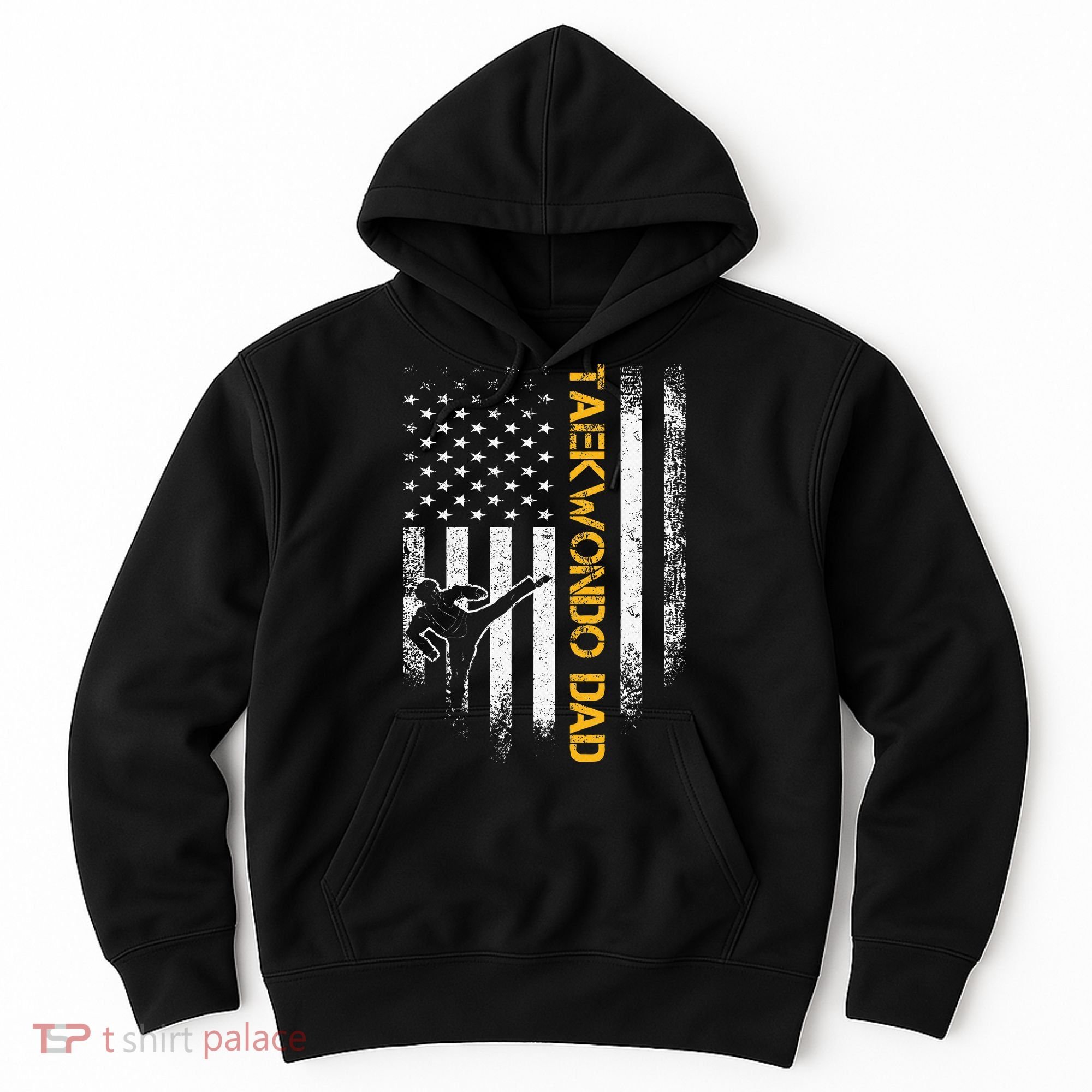 USA Flag Korea Taekwondo Training Dad Hoodie