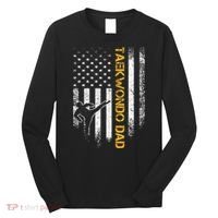USA Flag Korea Taekwondo Training Dad Long Sleeve Shirt thumb 0