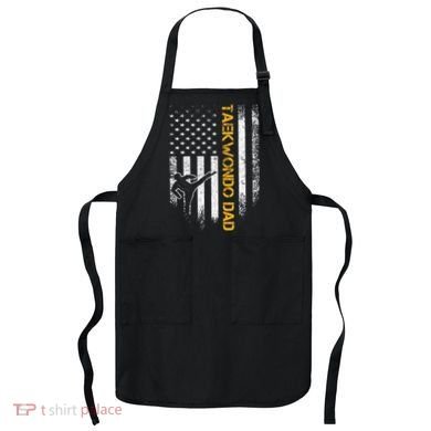 USA Flag Korea Taekwondo Training Dad Apron