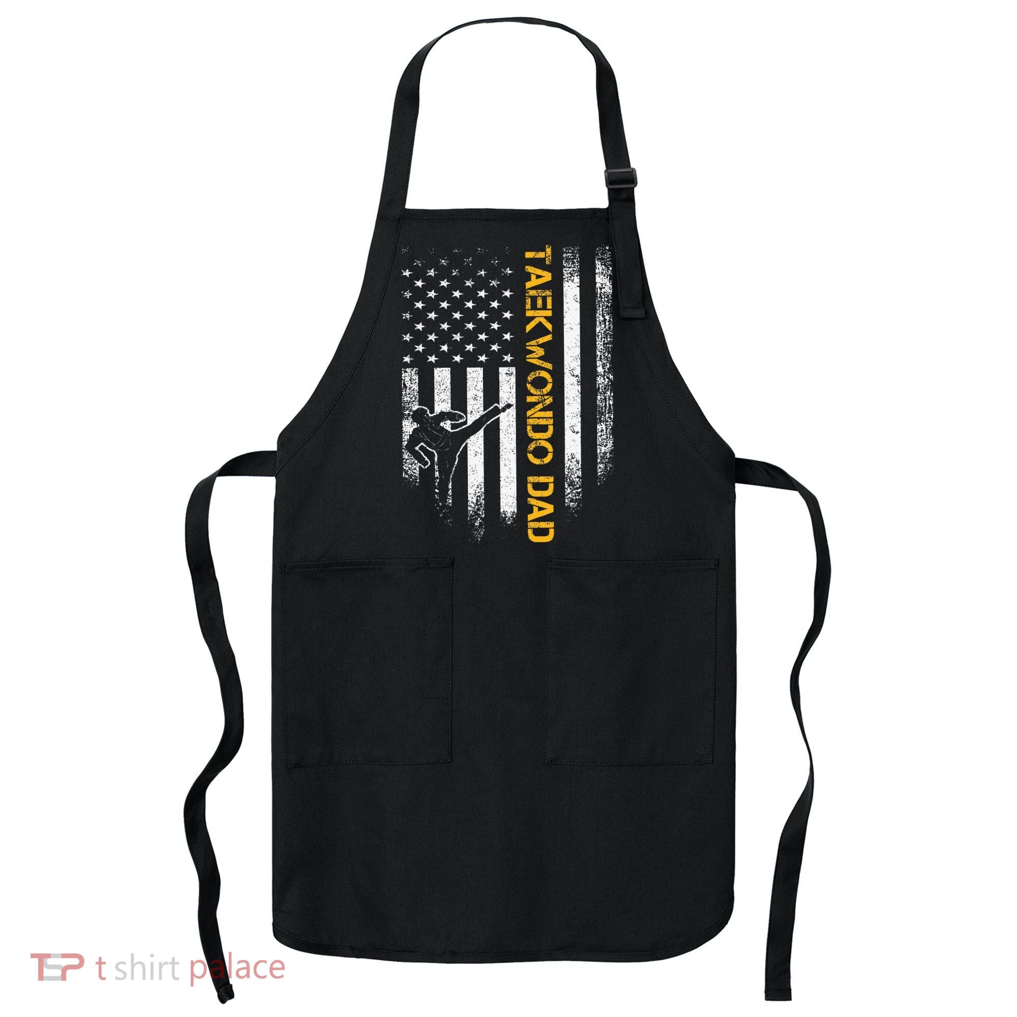 USA Flag Korea Taekwondo Training Dad Apron