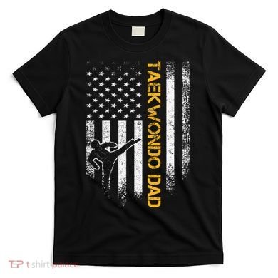 USA Flag Korea Taekwondo Training Dad T-Shirt