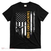 USA Flag Korea Taekwondo Training Dad T-Shirt thumb 0