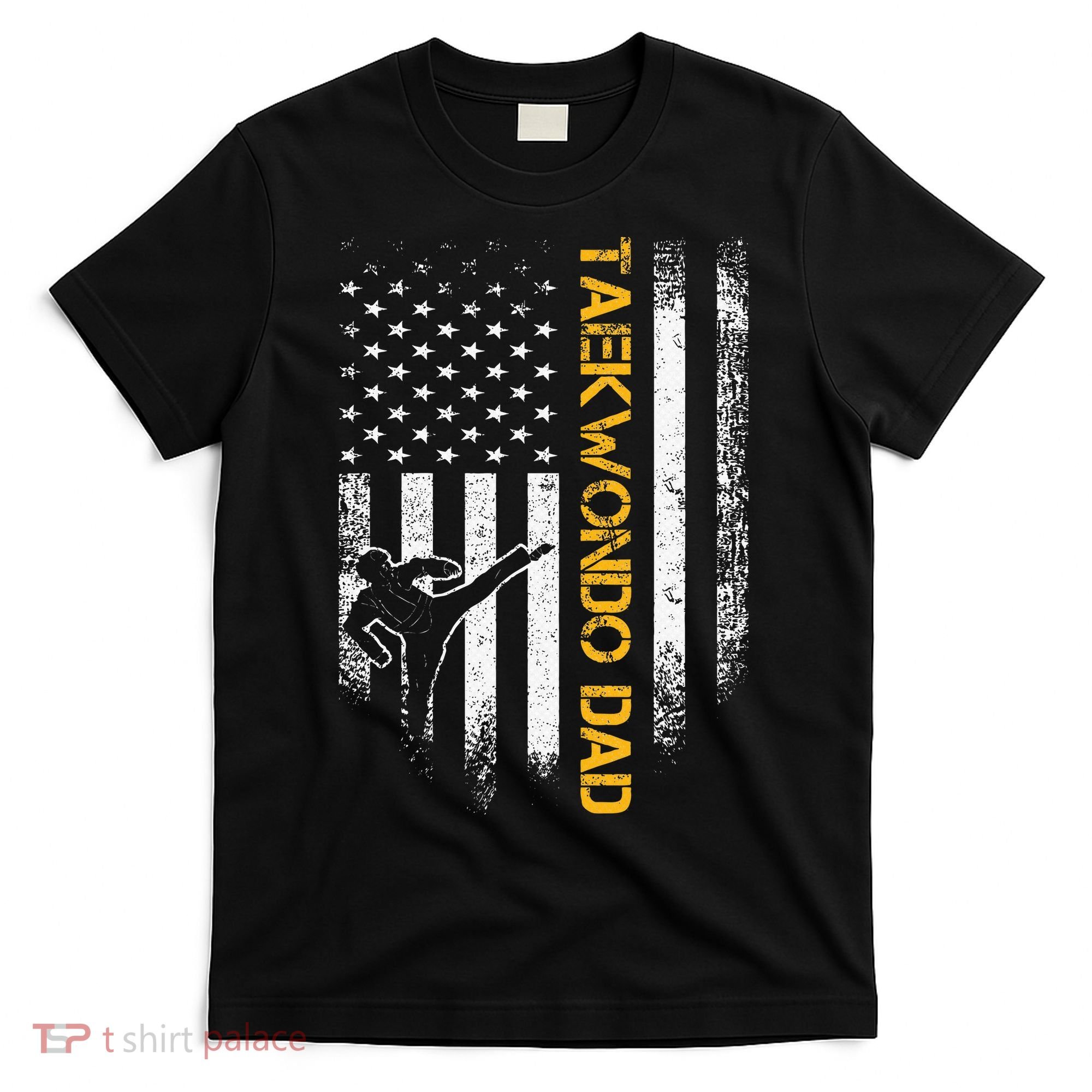 USA Flag Korea Taekwondo Training Dad T-Shirt