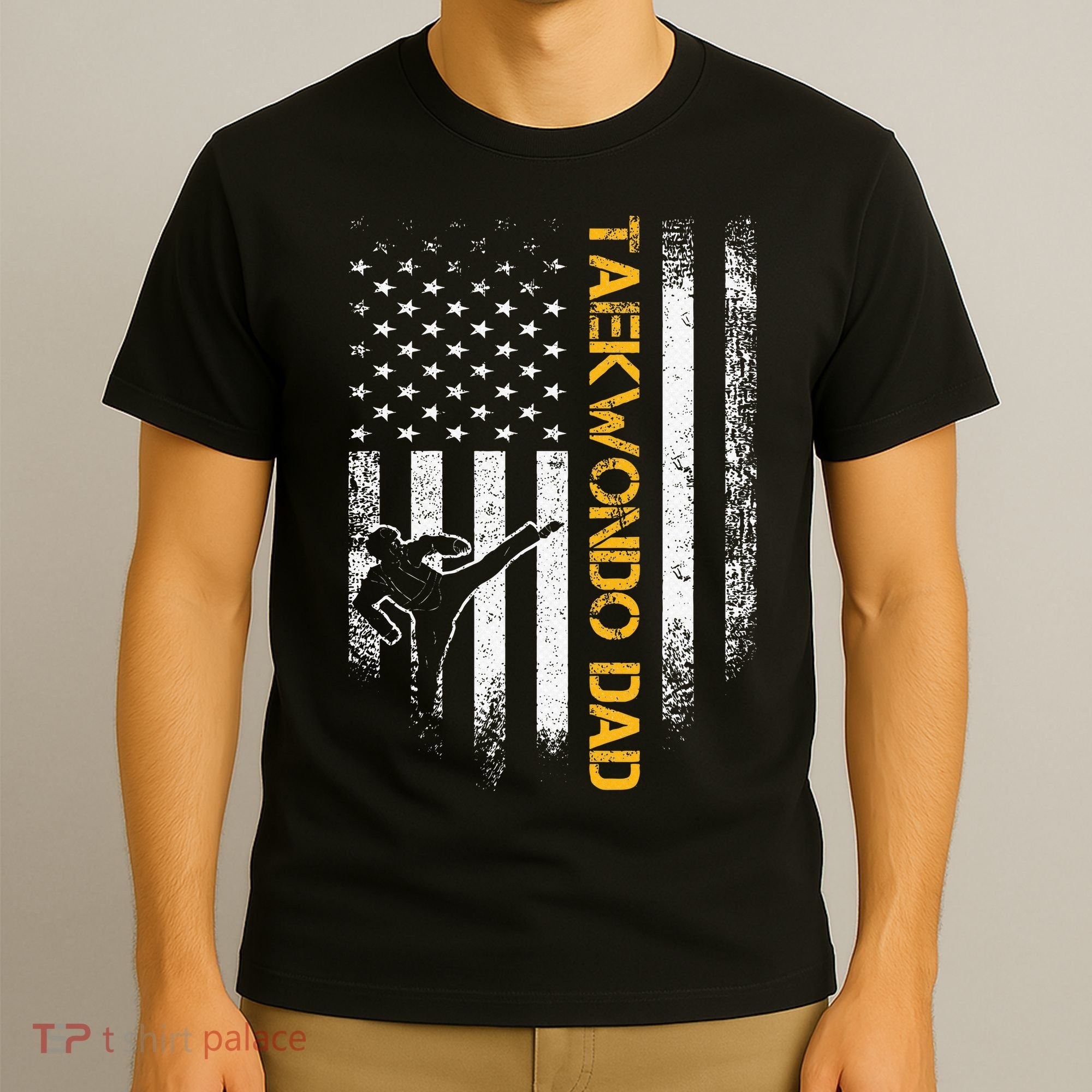 USA Flag Korea Taekwondo Training Dad T-Shirt