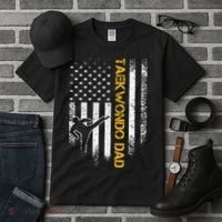 USA Flag Korea Taekwondo Training Dad Tall T-Shirt thumb 3