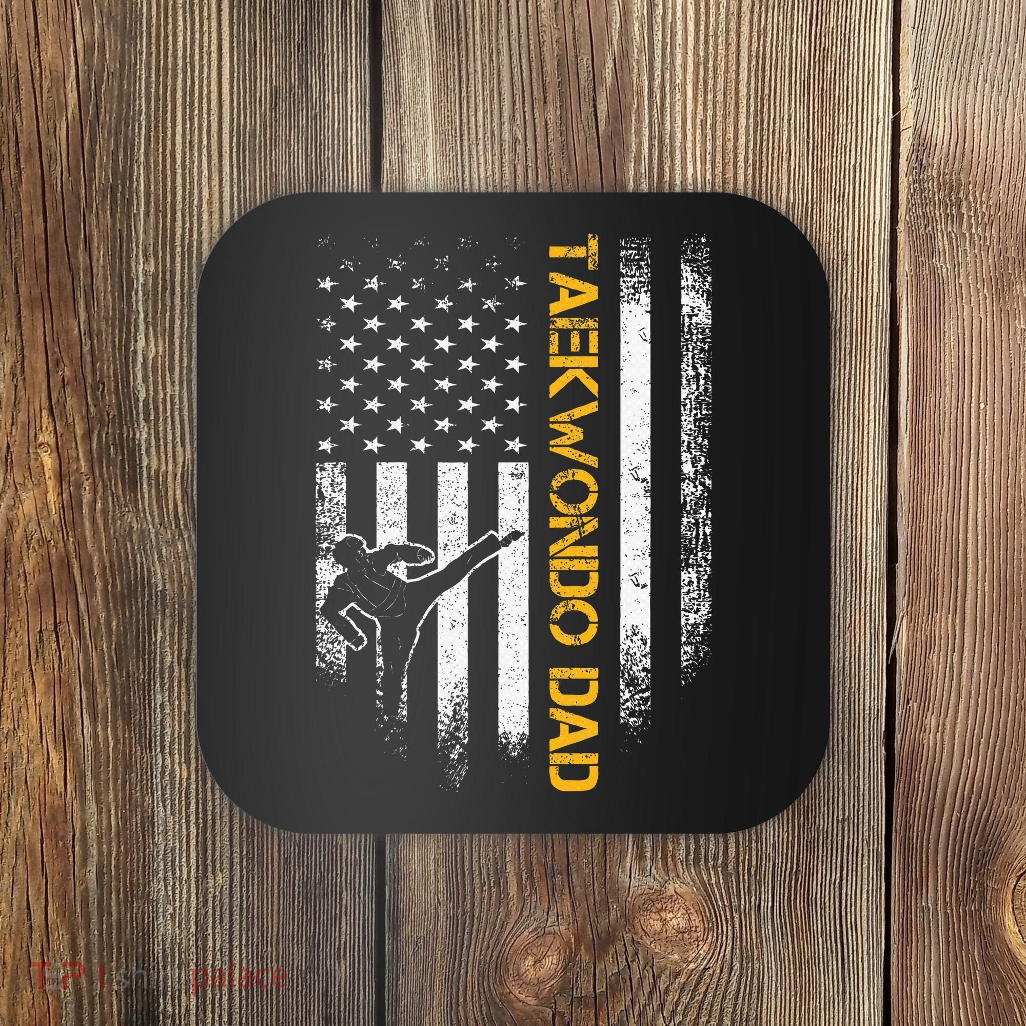 USA Flag Korea Taekwondo Training Dad Coaster