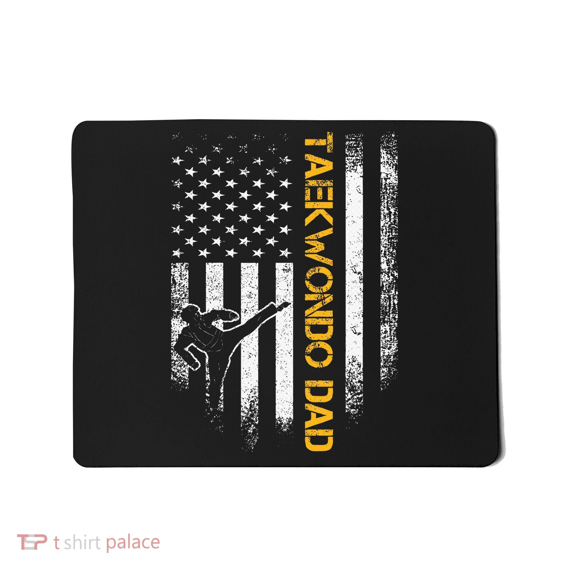USA Flag Korea Taekwondo Training Dad Mousepad