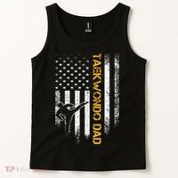 USA Flag Korea Taekwondo Training Dad Tank Top thumb 2