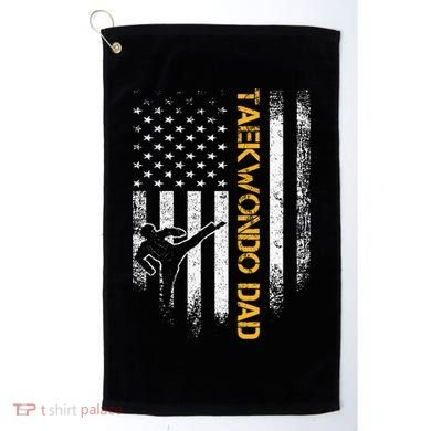 USA Flag Korea Taekwondo Training Dad Golf Towel