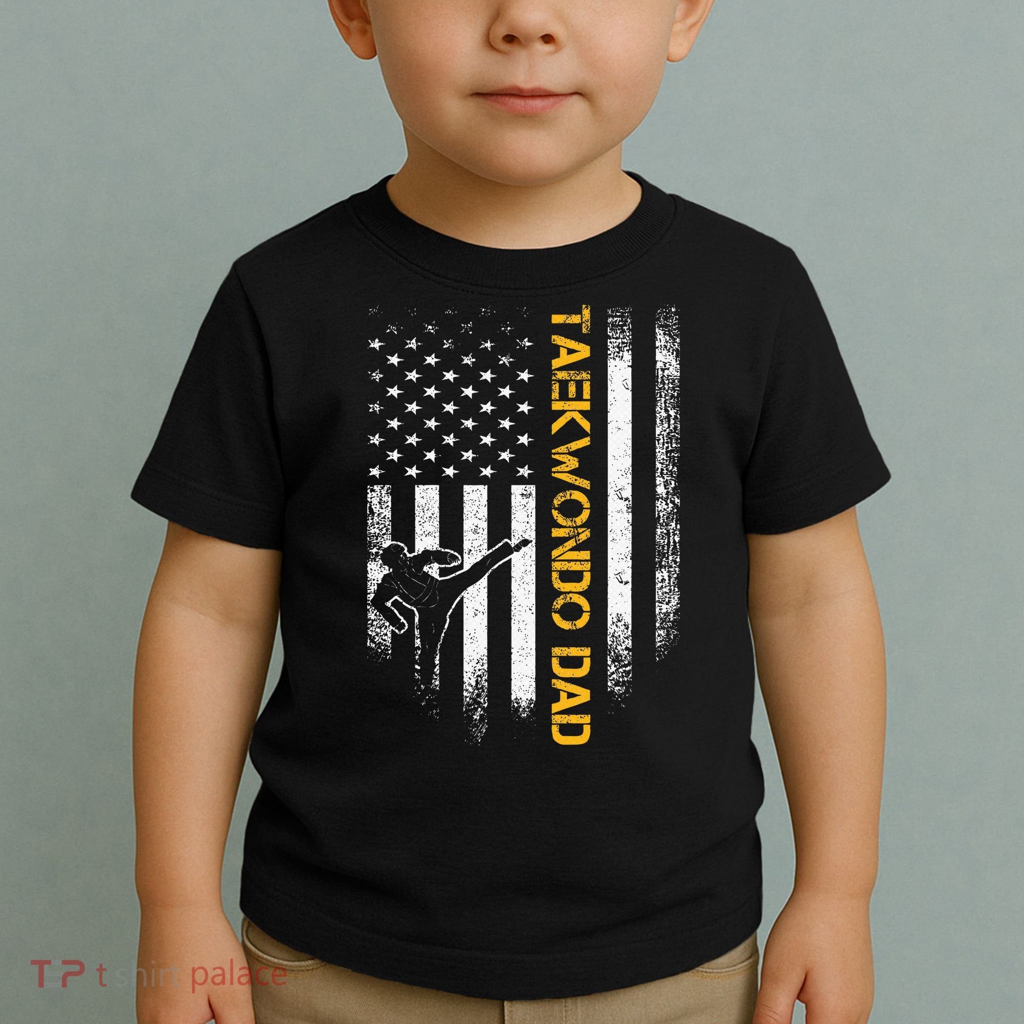 USA Flag Korea Taekwondo Training Dad Toddler T-Shirt
