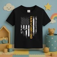 USA Flag Korea Taekwondo Training Dad Toddler T-Shirt thumb 3