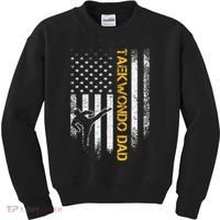 USA Flag Korea Taekwondo Training Dad Kids Sweatshirt thumb 0