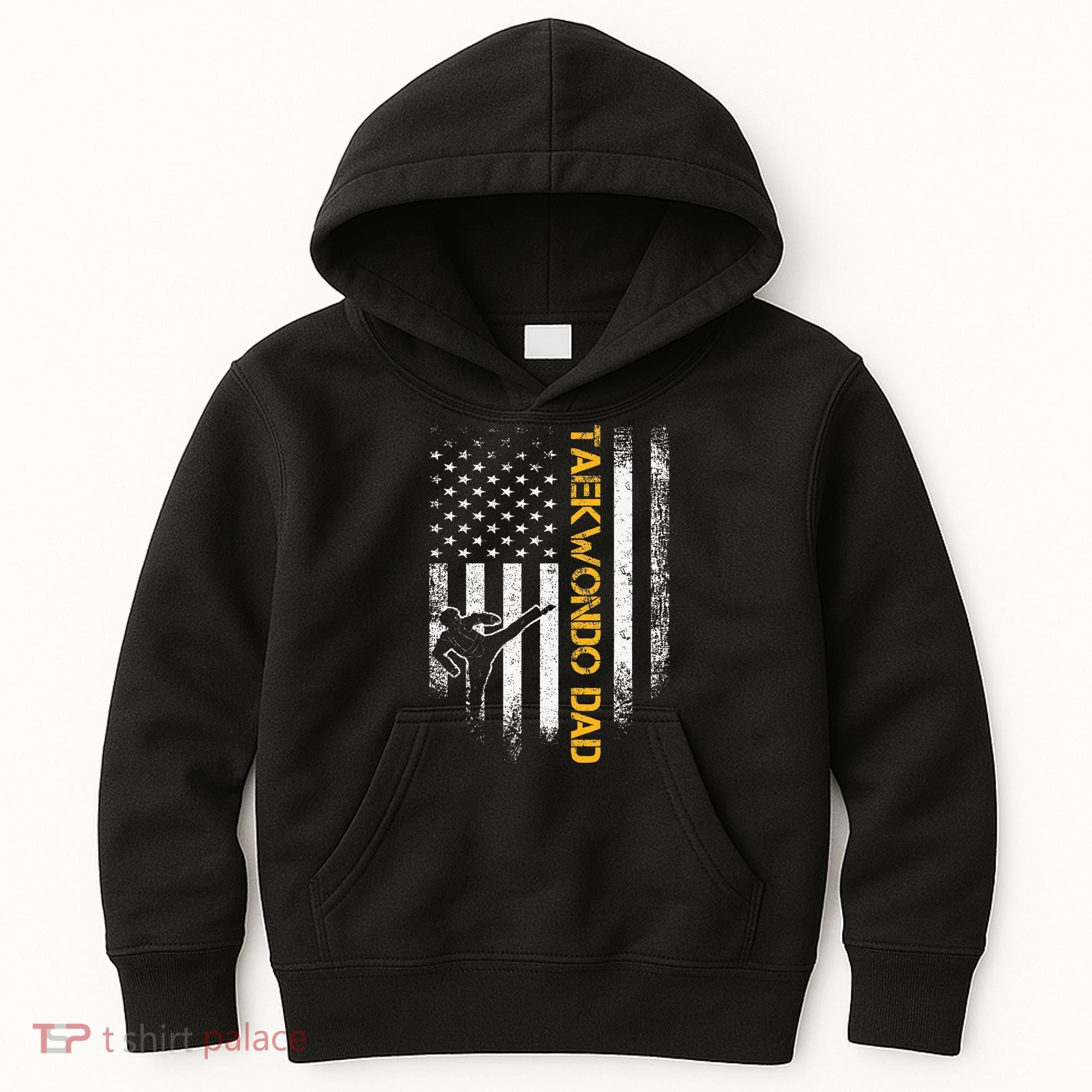 USA Flag Korea Taekwondo Training Dad Kids Hoodie