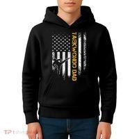 USA Flag Korea Taekwondo Training Dad Kids Hoodie thumb 4