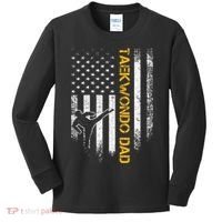 USA Flag Korea Taekwondo Training Dad Kids Long Sleeve Shirt thumb 0