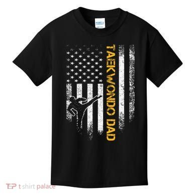 USA Flag Korea Taekwondo Training Dad Kids T-Shirt