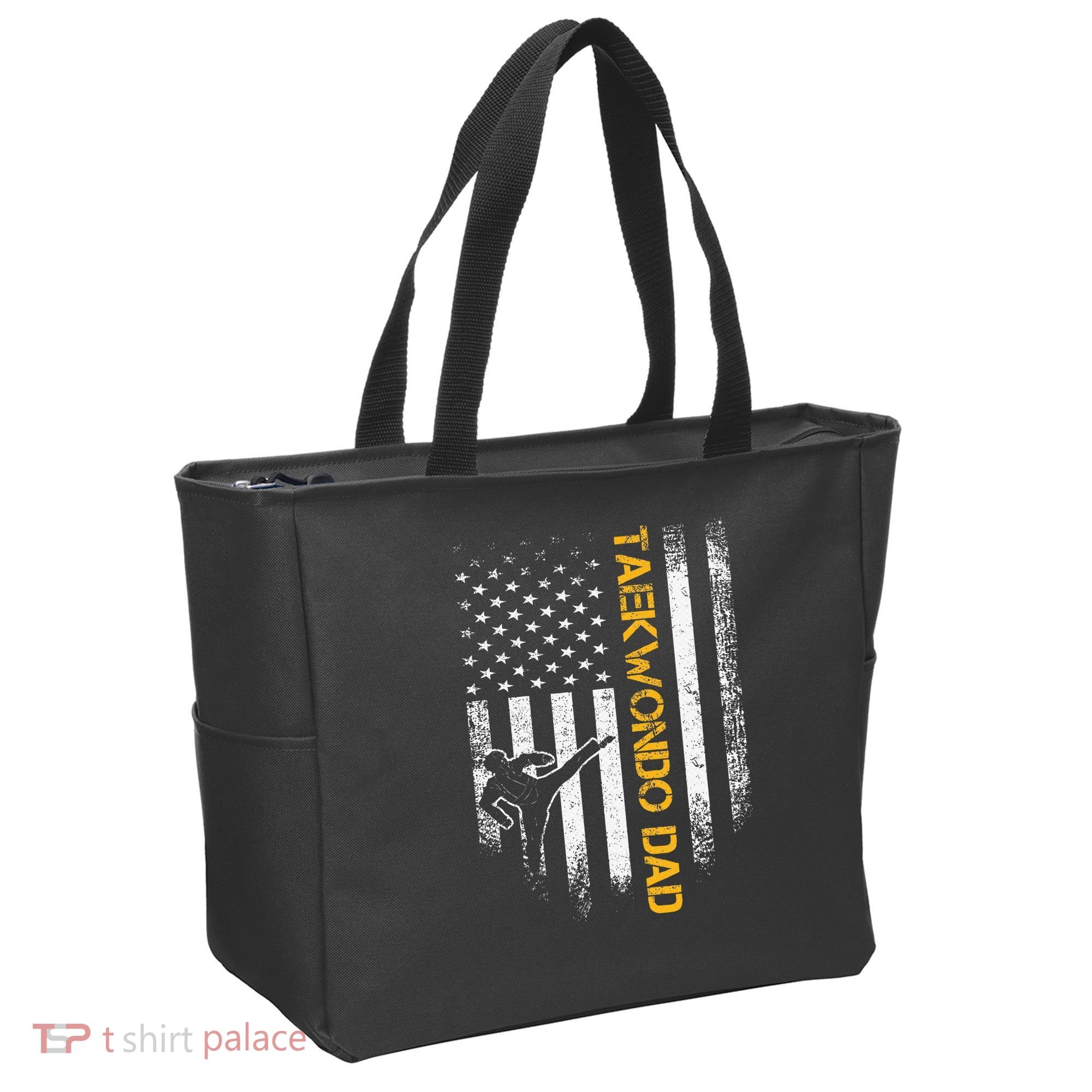 USA Flag Korea Taekwondo Training Dad Tote Bag