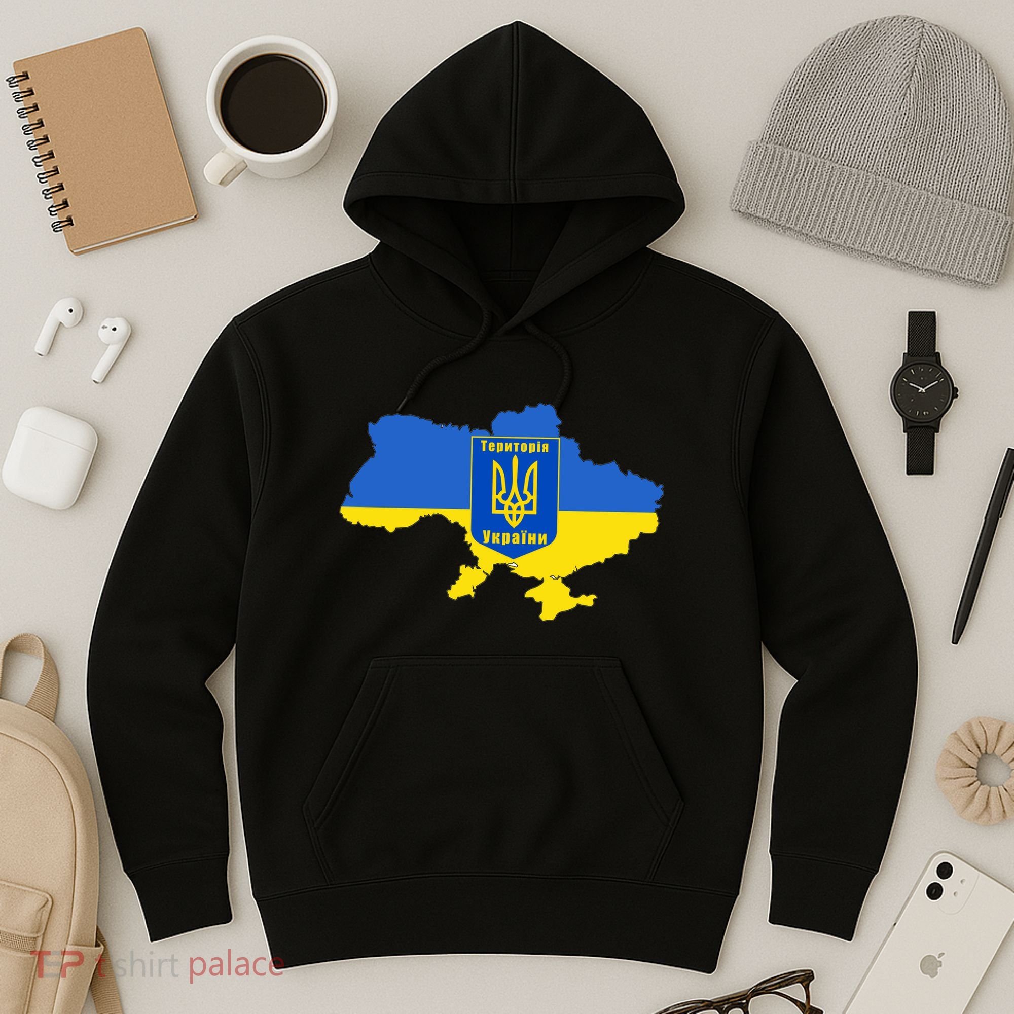 Ukrainian Flag Map Emblem Hoodie