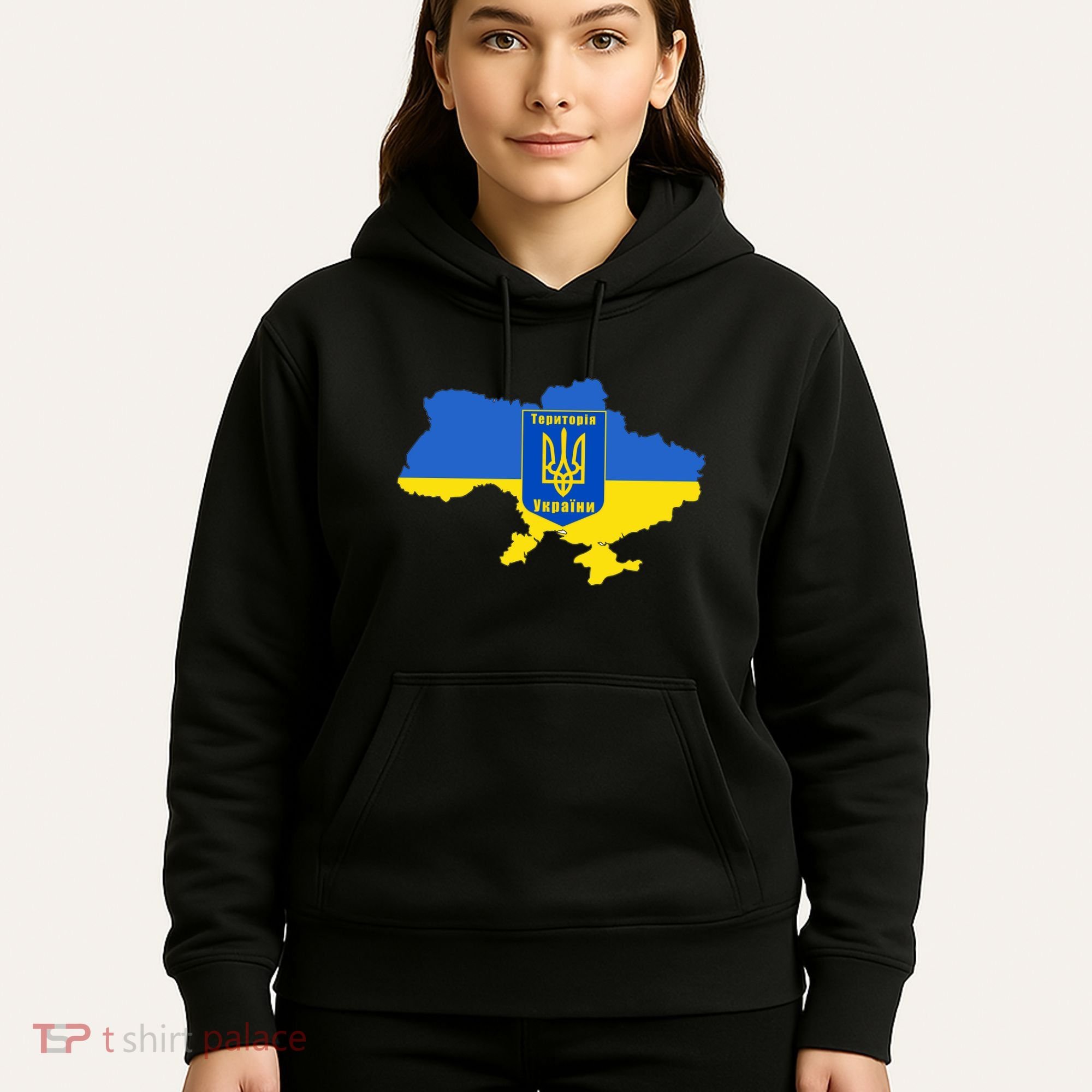 Ukrainian Flag Map Emblem Hoodie